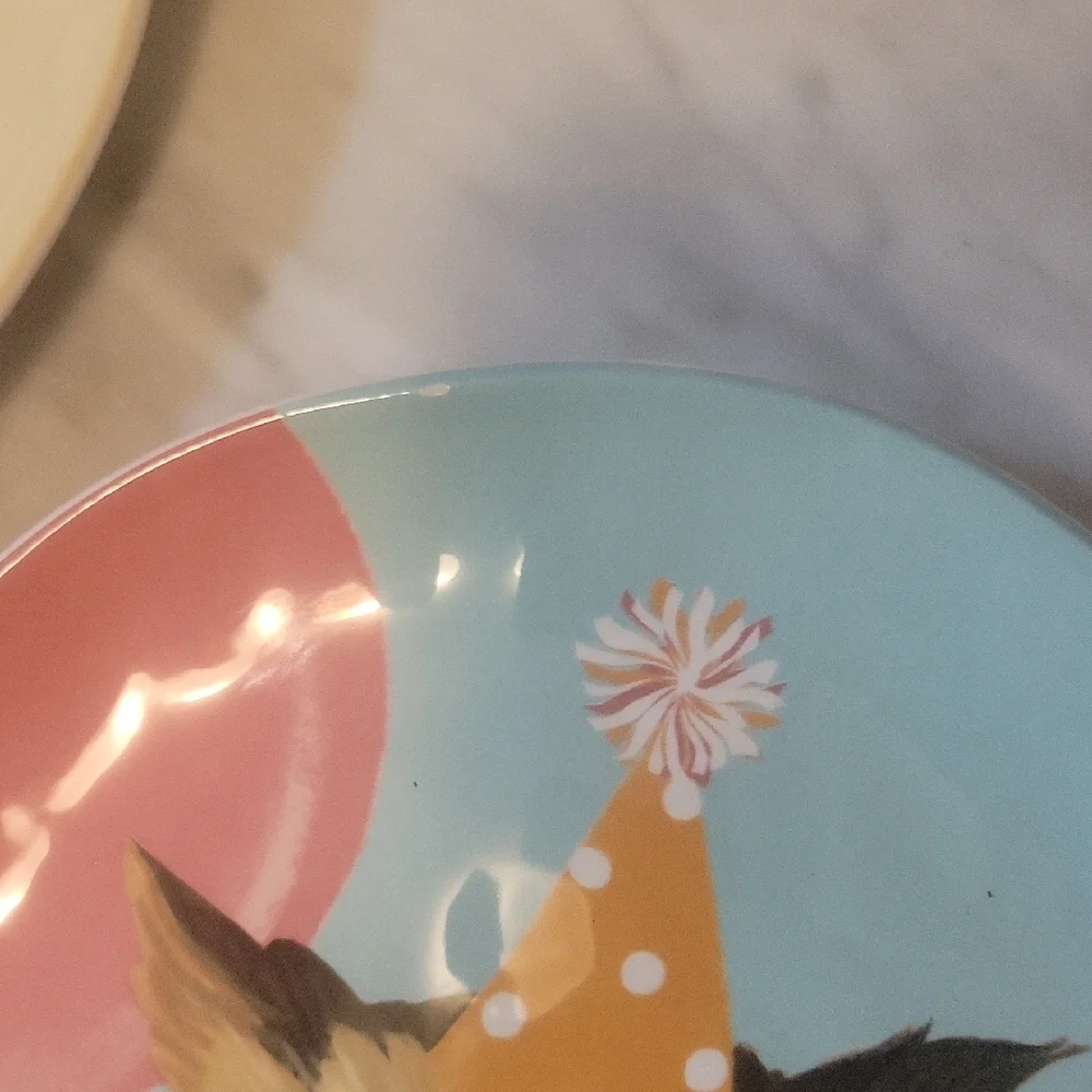 Pier 1 Set Of 3 Ironstone Party Cat Salad Plates